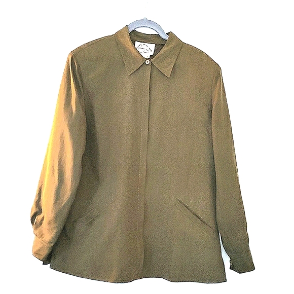 Silk Natural Element Vintage women khaki classic Size 10 work & casual khaki - Picture 1 of 13